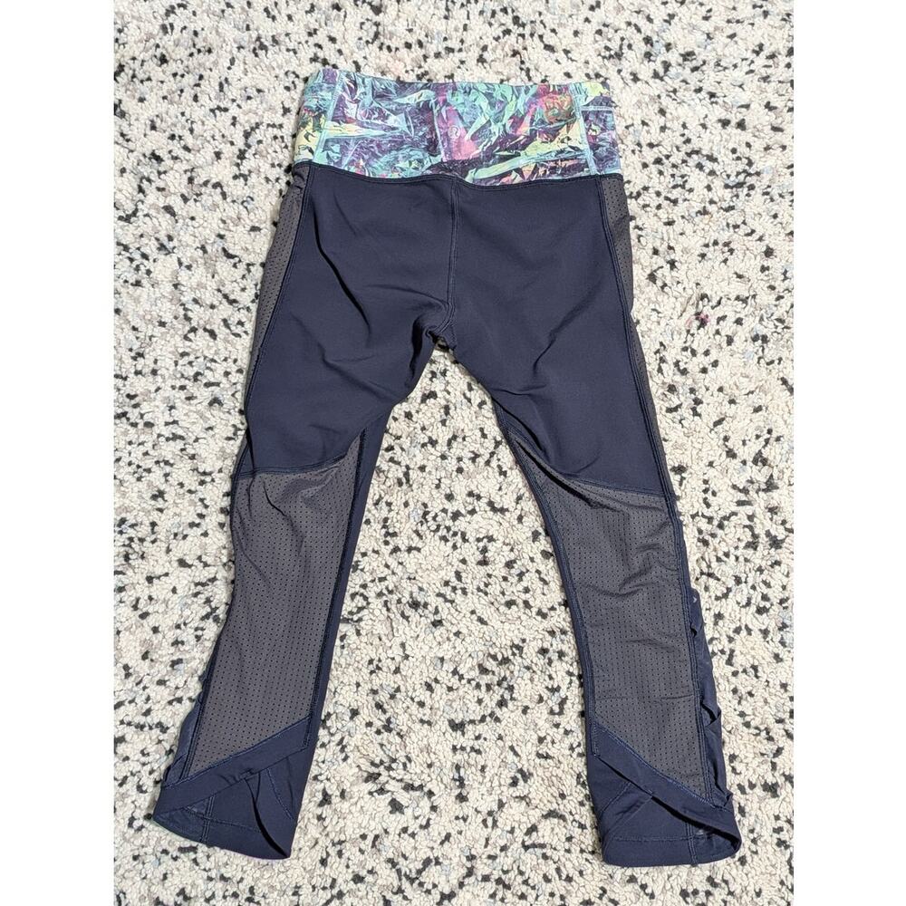 Lululemon Size 4 Strappy Mesh Crop Leggings | Abstract Waistband